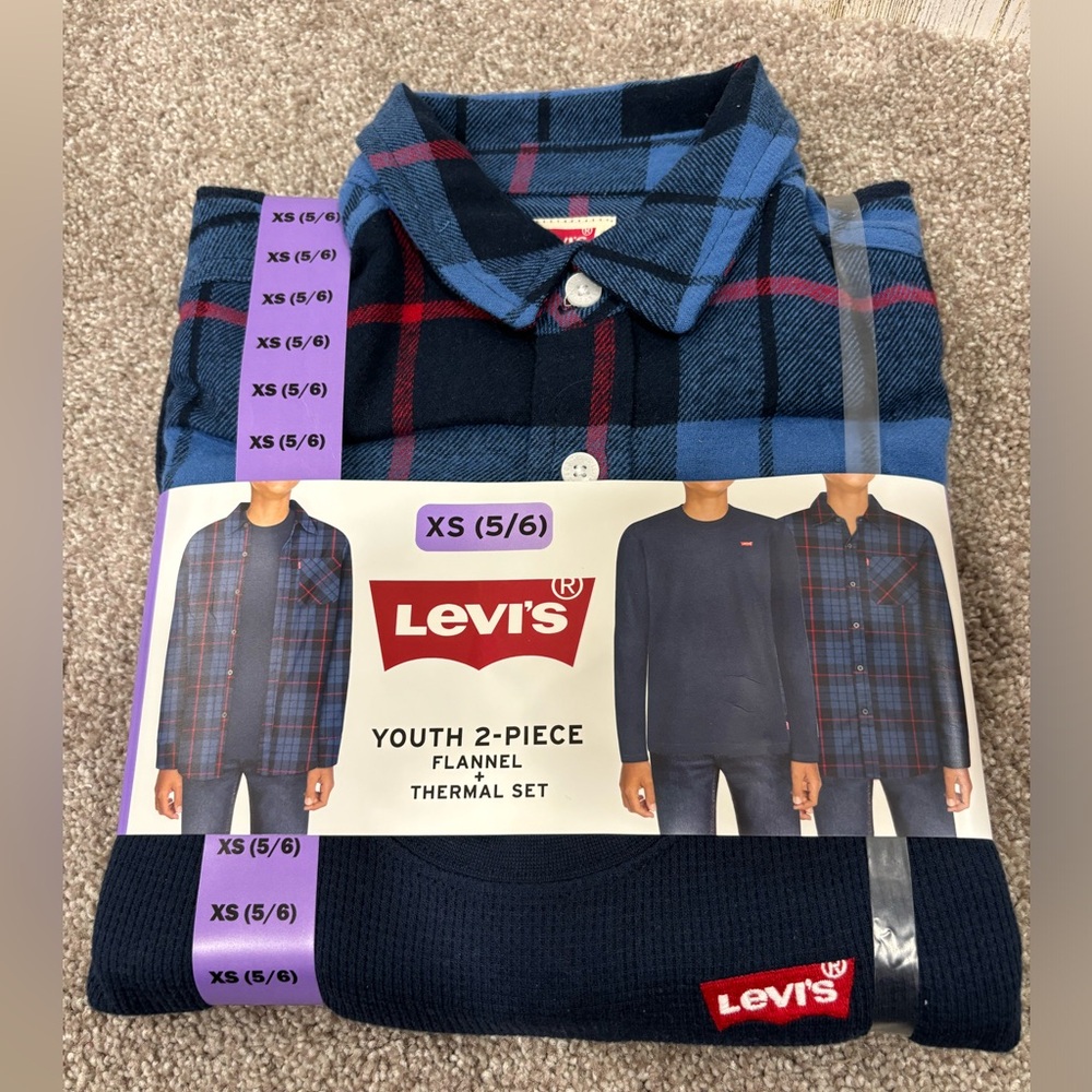 New Boys Levi’s Flannel and Thermal Top Set